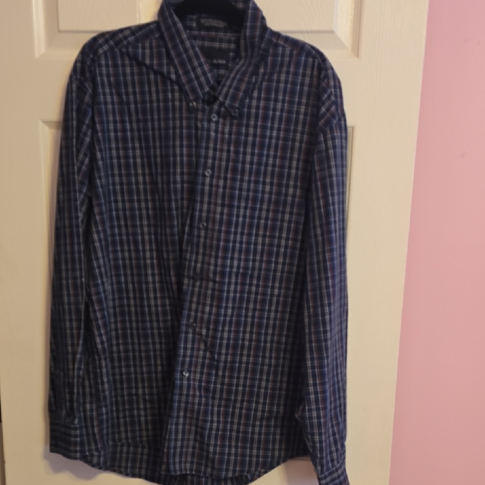 Bill Blass Blue‎ Checkered Casual Shirt